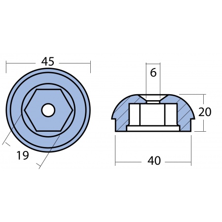 Anoden - Propelleranode Sleipner SP555,75T SE60/1855,80/185T, Alu – Bild 2