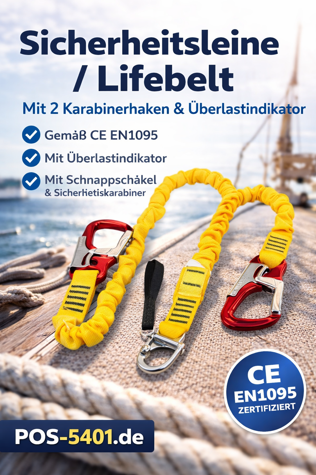 Sicherheitsleine / Lifebelt mit KONG Snap – 2 Karabinerhaken