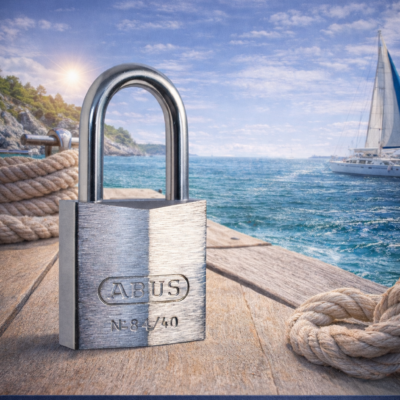 ABUS Schloss Typ 84 – Messing verchromt, Präzisions-Zylinder